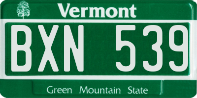 VT license plate BXN539