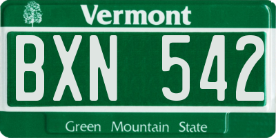 VT license plate BXN542