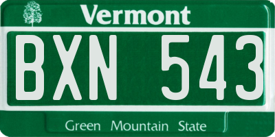 VT license plate BXN543