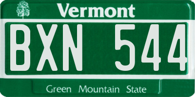 VT license plate BXN544