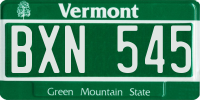 VT license plate BXN545