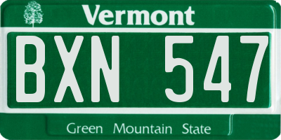 VT license plate BXN547