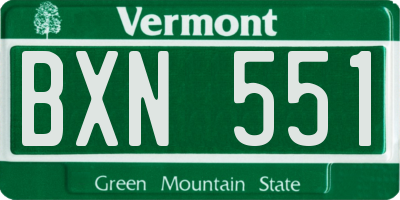 VT license plate BXN551