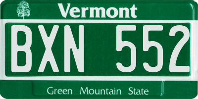 VT license plate BXN552