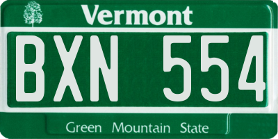 VT license plate BXN554