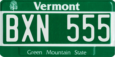 VT license plate BXN555
