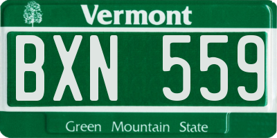 VT license plate BXN559