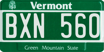 VT license plate BXN560