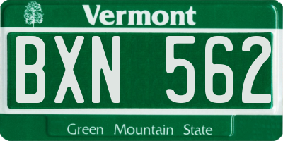 VT license plate BXN562