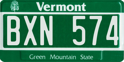VT license plate BXN574