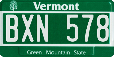 VT license plate BXN578