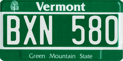 VT license plate BXN580