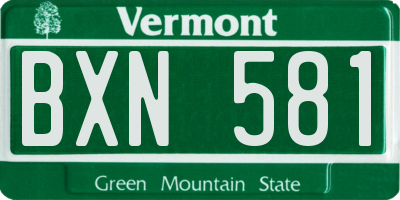 VT license plate BXN581