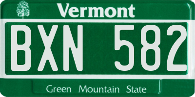 VT license plate BXN582