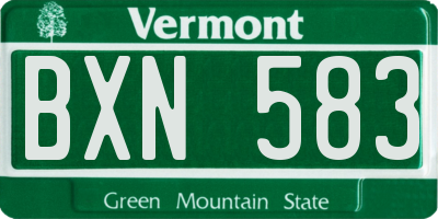 VT license plate BXN583