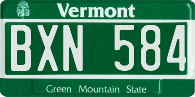 VT license plate BXN584