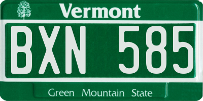 VT license plate BXN585