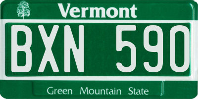 VT license plate BXN590