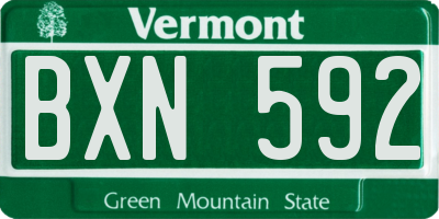 VT license plate BXN592