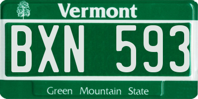 VT license plate BXN593