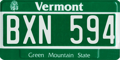 VT license plate BXN594