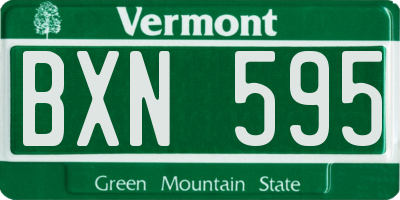 VT license plate BXN595