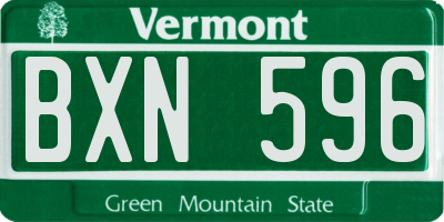 VT license plate BXN596