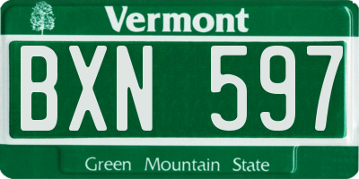VT license plate BXN597