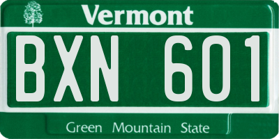 VT license plate BXN601