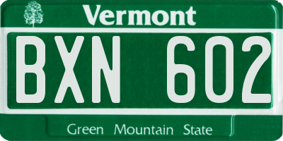 VT license plate BXN602