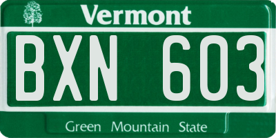 VT license plate BXN603