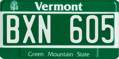 VT license plate BXN605