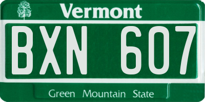 VT license plate BXN607