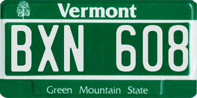 VT license plate BXN608