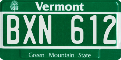 VT license plate BXN612