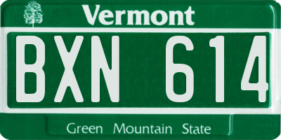 VT license plate BXN614
