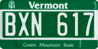 VT license plate BXN617