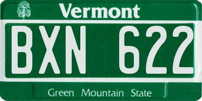 VT license plate BXN622