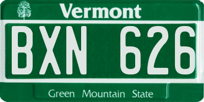 VT license plate BXN626