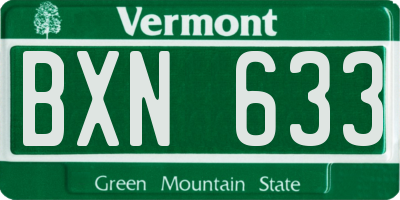 VT license plate BXN633