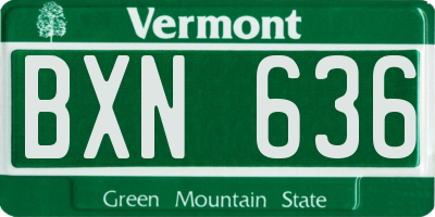 VT license plate BXN636