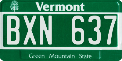 VT license plate BXN637