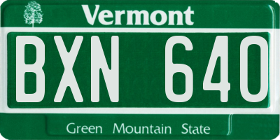 VT license plate BXN640