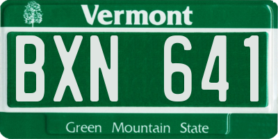 VT license plate BXN641