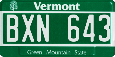 VT license plate BXN643