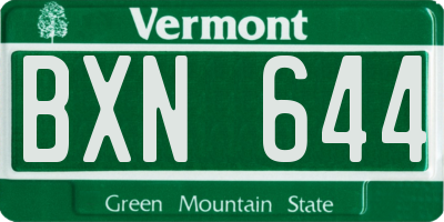 VT license plate BXN644