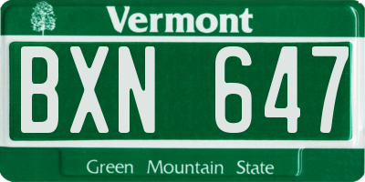 VT license plate BXN647