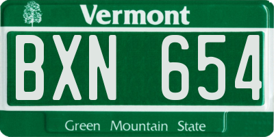 VT license plate BXN654
