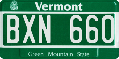 VT license plate BXN660