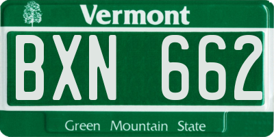 VT license plate BXN662